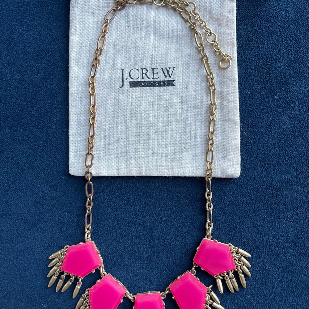 J Crew Statement Necklace Magenta Pink 20.5”
